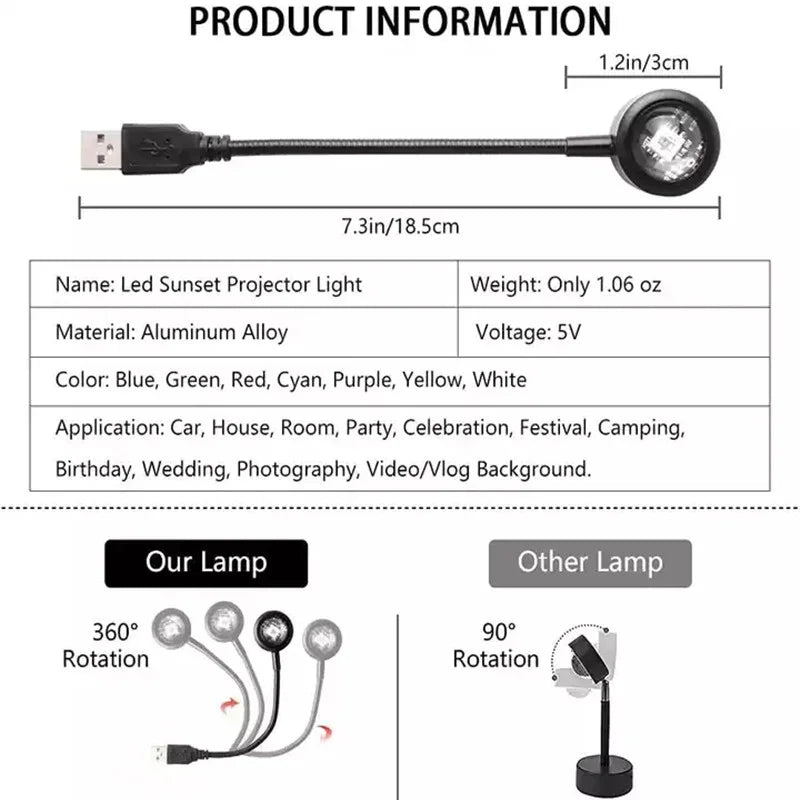 USB LED Sunset Lamp